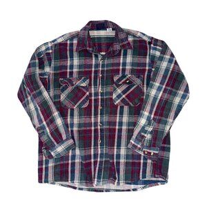 Dakota Tallman XL Tall Men's Plaid Purple Button Up Shirt Jacket Vintage